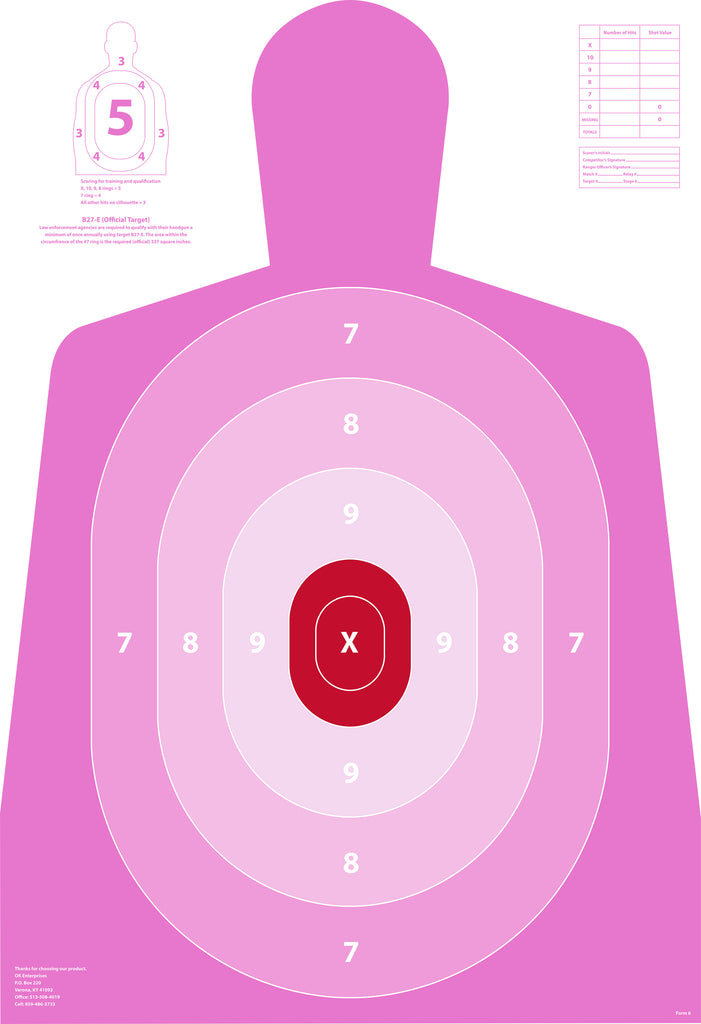 B27-E Official Pink Silhouette Range Target